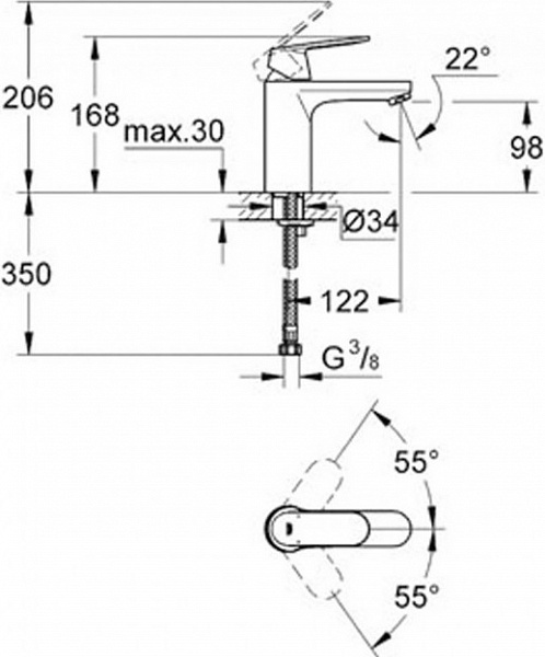 Смеситель Grohe Eurosmart Cosmopolitan 23327KW0 для раковины фото 2