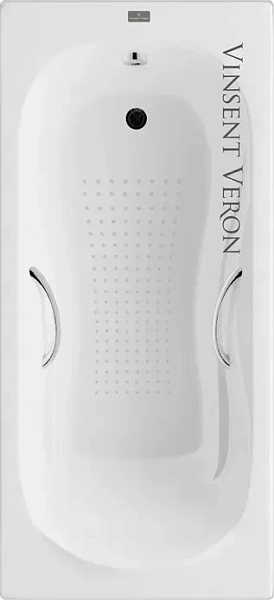 Чугунная ванна Vinsent Veron Haiti VHT1708042H/VH008CH-AS с хромированнами ручками и антискользящим покрытием фото 3