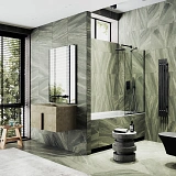 Шторка для ванны MaybahGlass 34x140 MGV-131-6у профиль черный стекло бесцветное фото 1