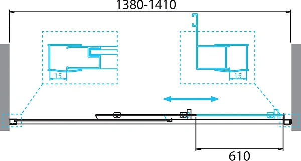 Душевая дверь BelBagno Due 140x190 DUE-BF-1-140-C-Cr фото 3