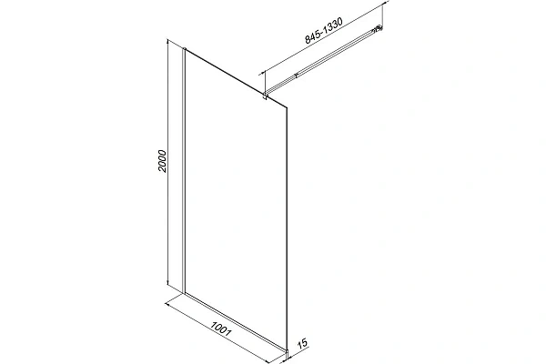 Душевая перегородка AM.PM Func 100x200 W84WI-100-F1-BTE стекло прозрачное профиль черный фото 7