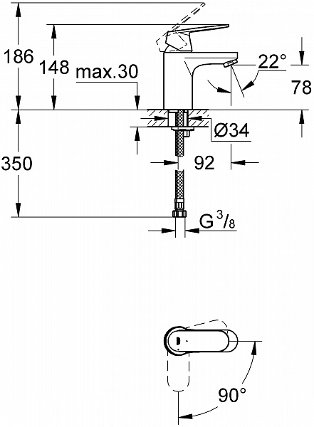 Смеситель Grohe Eurosmart Cosmopolitan 2337600E для раковины фото 3