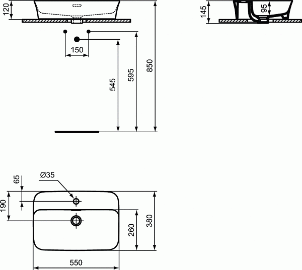 Раковина Ideal Standard Ipalyss 55 см E2077V8 фото 3