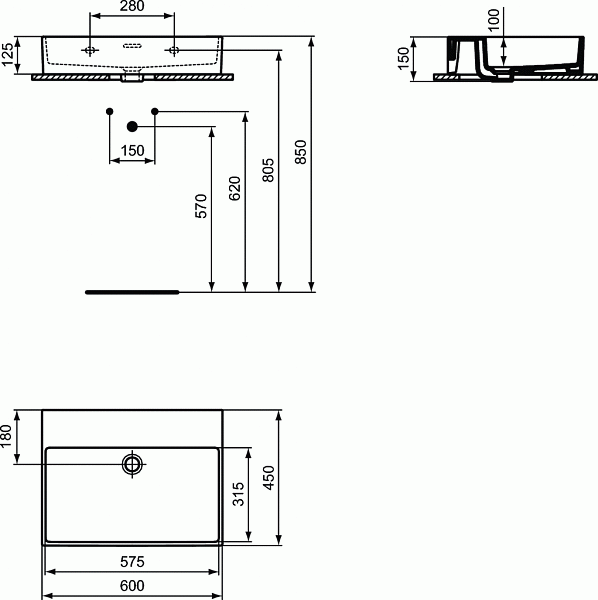 Раковина Ideal Standard Extra 60 см T388801 фото 3