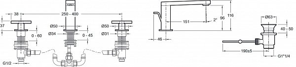 Смеситель Jacob Delafon Composed E73060-3-TT для раковины с донным клапаном фото 2