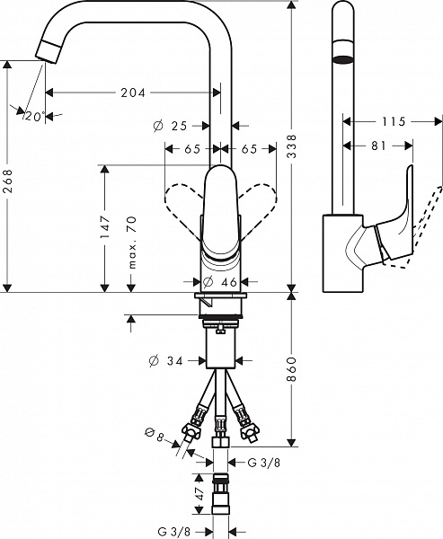 Смеситель Hansgrohe Focus M41 31822000 для кухонной мойки фото 6