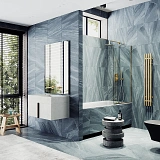 Шторка для ванны MaybahGlass 34x140 MGV-131-3у профиль золото стекло бесцветное фото 1