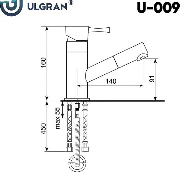 Смеситель Ulgran Classic U-009-302 для кухонной мойки фото 6