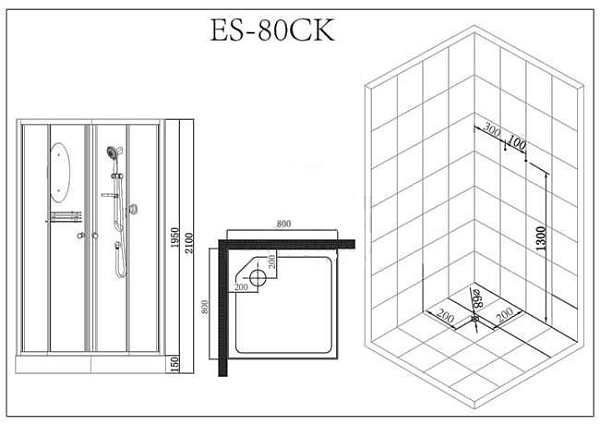 Душевая кабина Esbano Elegancia ESKB80CK фото 8