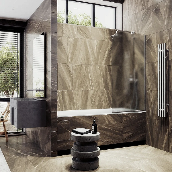 Шторка для ванны MaybahGlass 34x140 MGV-130-5у профиль хром стекло сатин фото 1