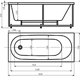 Акриловая ванна Aquatek Оберон 160x70 OBR160-0000026 с каркасом и сливом-переливом фото 3