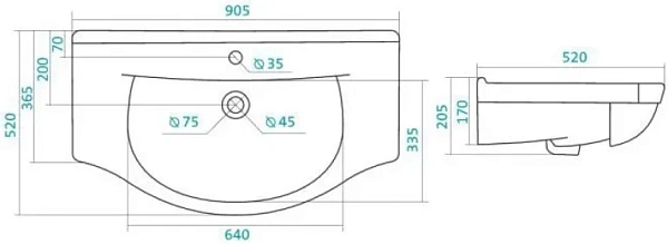 Мебельная раковина Style Line Эльбрус 95 ЛС-00000152 фото 2