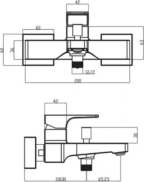 Смеситель Villeroy & Boch Architectura Square TVT12500100061 для ванны с душем фото 2