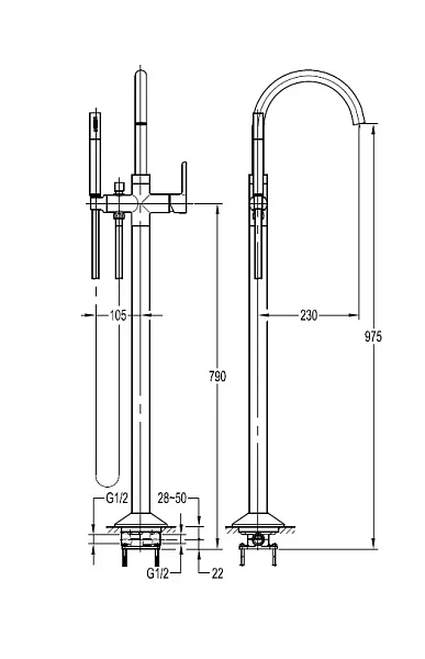 Напольный смеситель для ванны CEZARES ECO-VDP-01 фото 3