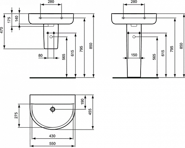 Раковина Ideal Standard Connect Arc 55 см E814701 фото 2