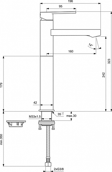 Смеситель Ideal Standard Gio B0601AA для раковины-чаши фото 6