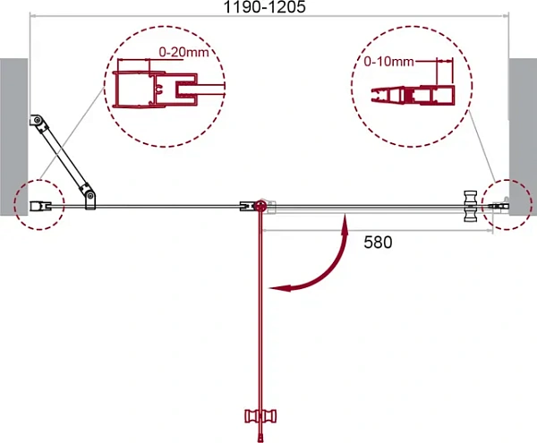 Душевая дверь BelBagno Etna 120x195 ETNA-B-12-60/60-C-Cr фото 11