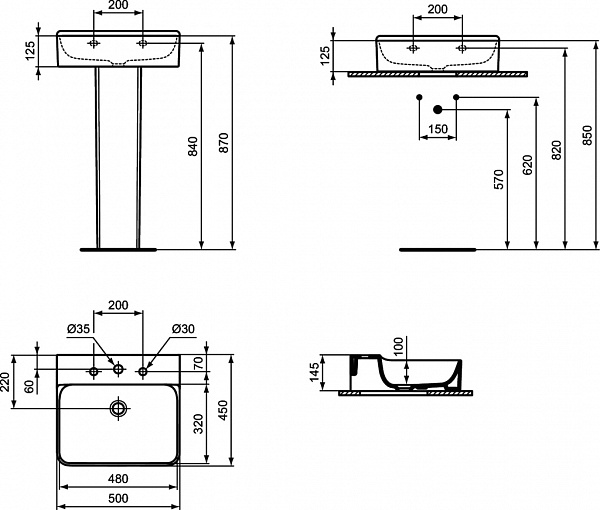 Раковина Ideal Standard Conca 50 см T378601 фото 4