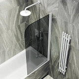 Шторка для ванны MaybahGlass 50x140 MGV-608-1 профиль белый стекло графит фото 1