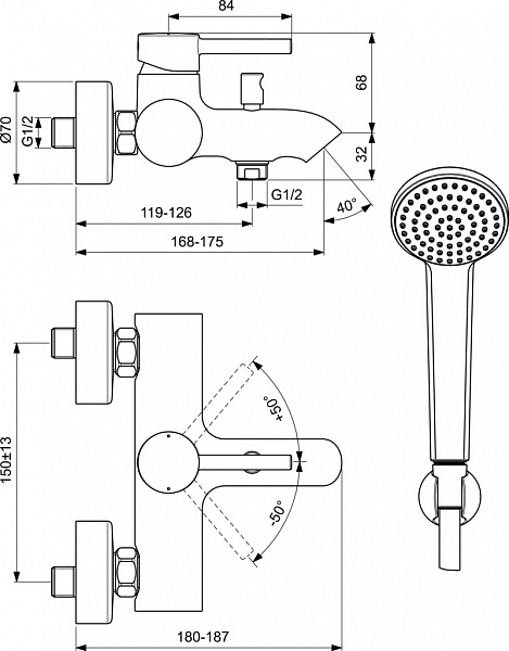 Смеситель Ideal Standard Ceraline BC270AA для ванны с душем фото 3