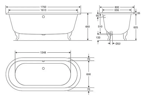 Чугунная ванна Jacob Delafon Cleo 175x80 E2901-00 без отверстий для ручек готова к внешней покраске фото 3