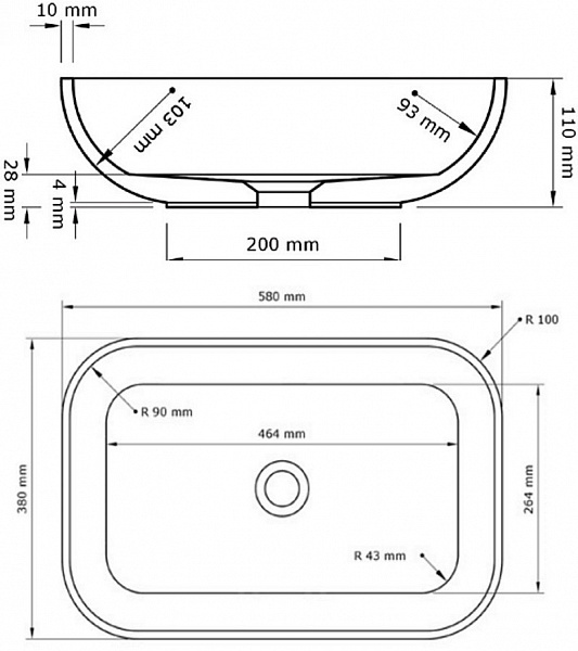 Раковина Acquabella On-Top Rectangle 58 см LAVABO_ON-TOP_RECTANGLE_SLATE_LAVA фото 4