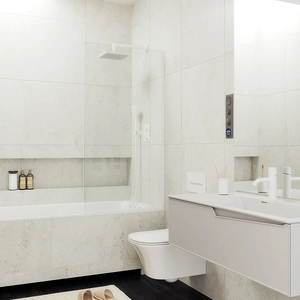 Шторка для ванны MaybahGlass 30x140 MGV-248-1у профиль белый стекло бесцветное фото 2