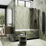 Шторка для ванны MaybahGlass 80x140 MGV-70-6ш профиль черный стекло бронза фото 1