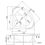 Ванна акриловая Marka One Trapani 140x140 01тр1414 четверть круга угловая фото 4