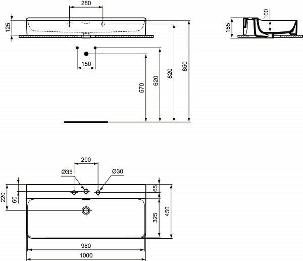 Раковина Ideal Standard Conca 100 см T379801 фото 3