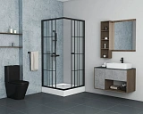 Душевой уголок Niagara Nova 80x195x80 _01801412 профиль черный стекло прозрачное с узором фото 2