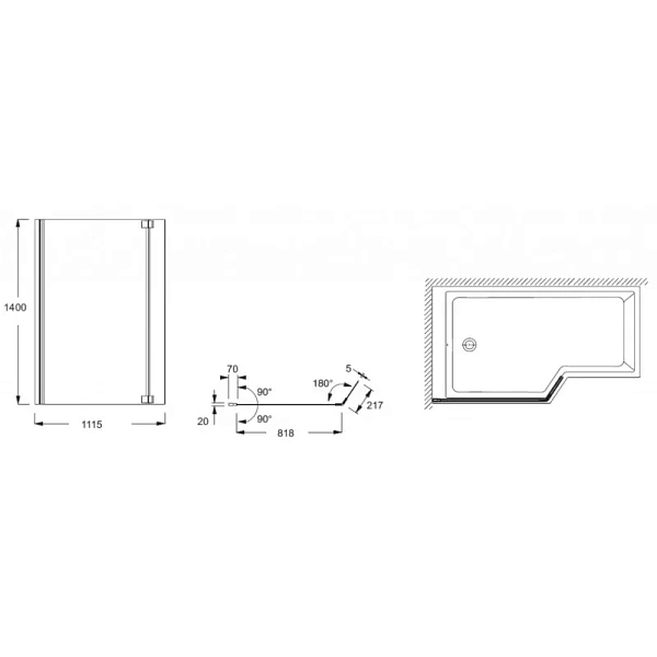 Душевая шторка на ванну Jacob Delafon Bain-Douche Neo 115x140 E4930-GA фото 4