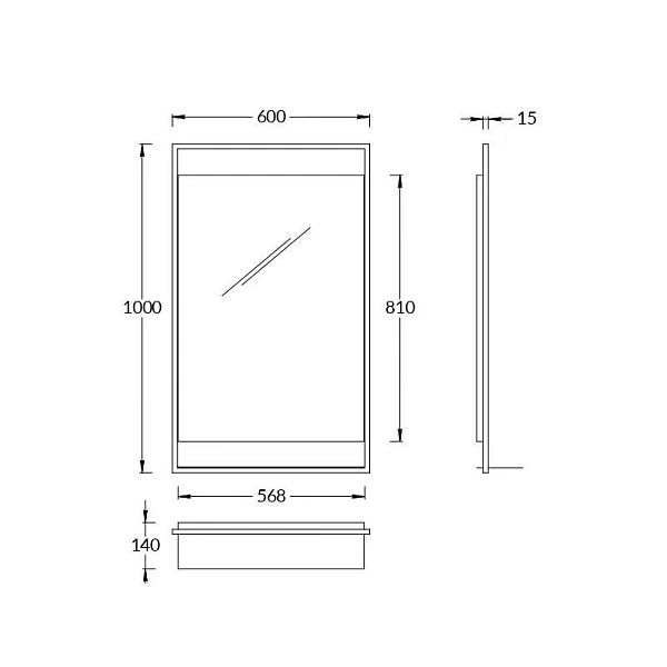 Зеркало Kerama Marazzi Plaza 60x100 PL.N.mi.P.60\BLK с подсветкой с полочкой фото 2