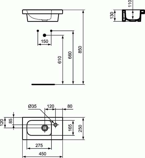 Раковина Ideal Standard Connect Space 45 см E136101 фото 4