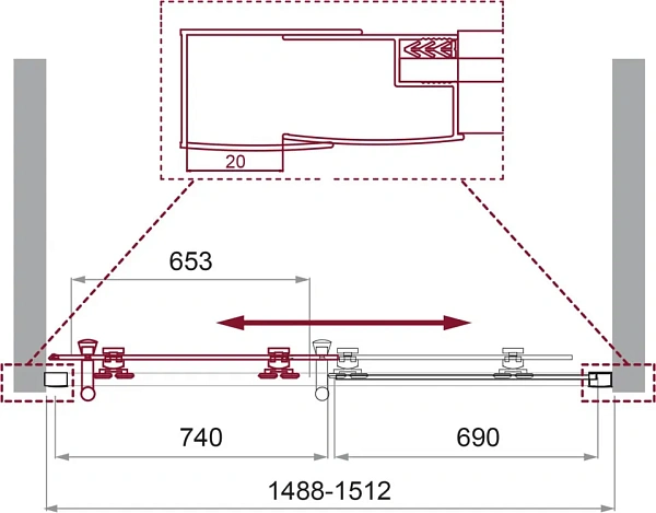 Душевая дверь BelBagno Uno-195 150x195 UNO-195-BF-1-150-P-Cr фото 5