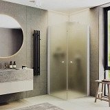 Душевой уголок MaybahGlass 90x90 MGY-1294-1 профиль белый стекло сатин фото 1