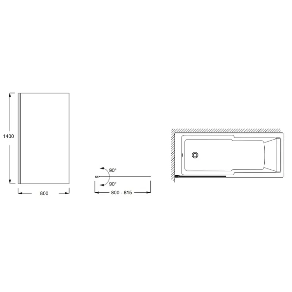 Душевая шторка на ванну Jacob Delafon Struktura 80x140 E6D042-GA фото 2