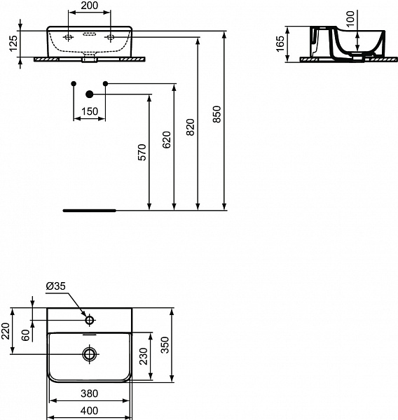 Раковина Ideal Standard Conca 40 см T3695V1 фото 6