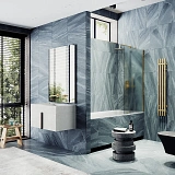 Шторка для ванны MaybahGlass 70x140 MGV-93-3ш профиль золото стекло сатин фото 2