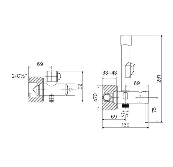 Гигиенический душ Iddis Spring 003SBR0i08 со смесителем с внутренней частью фото 3