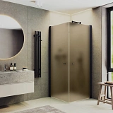 Душевой уголок MaybahGlass 90x90 MGY-1301-6 профиль черный стекло бронза фото 1