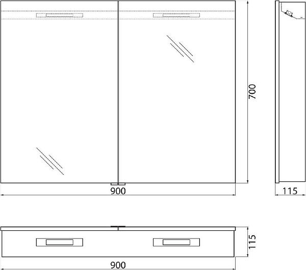 Зеркало-шкаф BelBagno SPC-2A-DL-BL-900 фото 10
