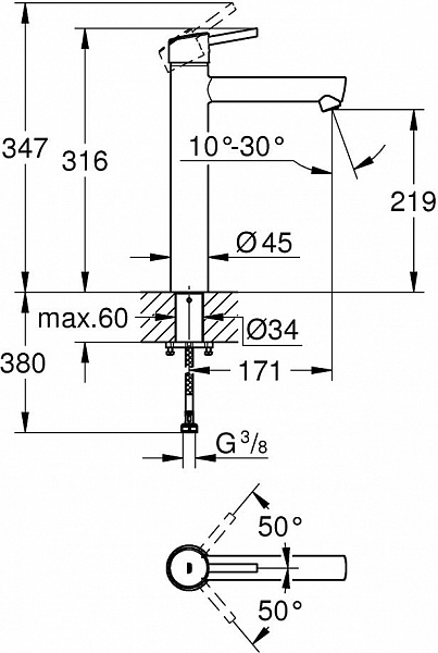 Смеситель Grohe Concetto New 23920001 для раковины-чаши фото 4