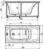 Акриловая ванна Aquatek Альфа 170x70 ALF170-0000047 с каркасом и фронтальной панелью и сливом-переливом фото 3