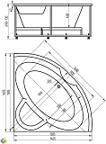 Акриловая ванна Aquatek Поларис-1 140x140 POL1-0000030 с каркасом и сливом-переливом фото 3