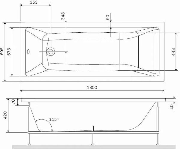 Каркас для ванн 180x70 AM.PM Gem W93A-180-070W-R с монтажным набором фото 2