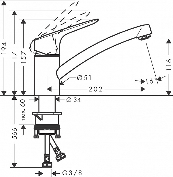 Смеситель Hansgrohe Logis M31 CoolStart 71837000 для кухонной мойки фото 2