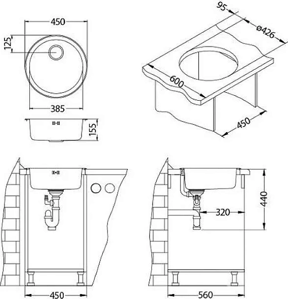 Мойка для кухни Alveus Form 45 см 1084837 фото 4