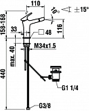 Смеситель Laufen Sense 3.4139.1.004.111.1 для биде c донным клапаном фото 2