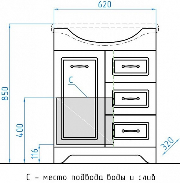 Мебель для ванной Style Line Олеандр-2 65 напольная белая фото 9